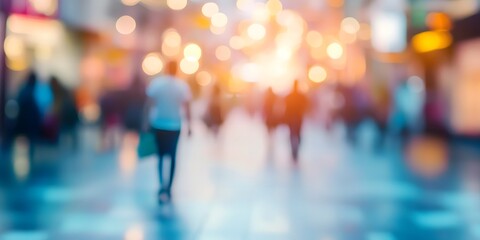 Blurry Urban Scene with Silhouetted Figures and Glowing Lights