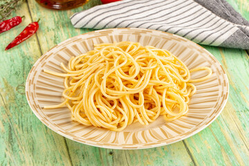 Italian pasta spaghetti with oil