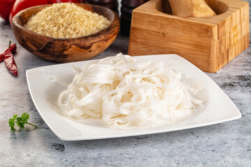 Boiled asian rice pho noodles