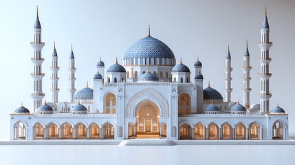 Fototapeta premium Luxurious marble mosque symmetrical design high resolution photos