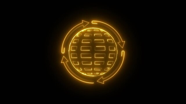 Glowing neon harmonization icon isolated on black background. HD Video motion graphic animation