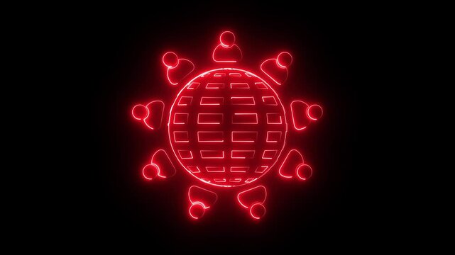 Glowing neon World cultural diversity icon isolated on black background. HD Video motion graphic animation