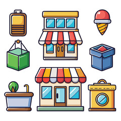Cute Cartoon Building Icons