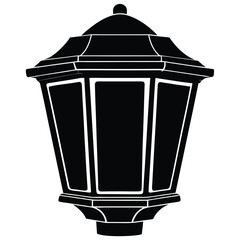 Street light silhouette vector on white background