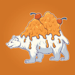 Ice Cream Polar Bear Illustration