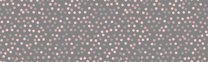 Elegant grayscale polka dot pattern.  Subtle pink accents on a dark grey background create a sophisticated yet playful design, perfect for websites, branding, or textile prints. © Olena