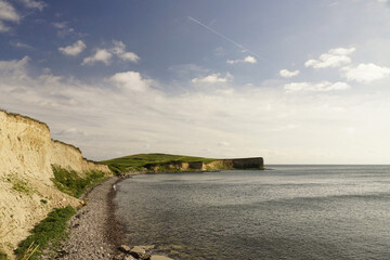 Strandabschnitt der Ostseeinsel Langeland mit Steilküste bei Bagenkop, dänische Südsee