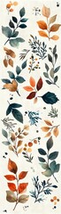 Fototapeta premium Captivating autumn leaves illustration nature art print serene vertical view botanical aesthetic for home decor