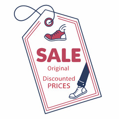 Footwear Sale Tag With Original Discounted Prices For Promotional Campaigns