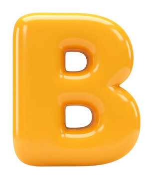 明るい黄色 ぷっくり立体文字B 魅力的