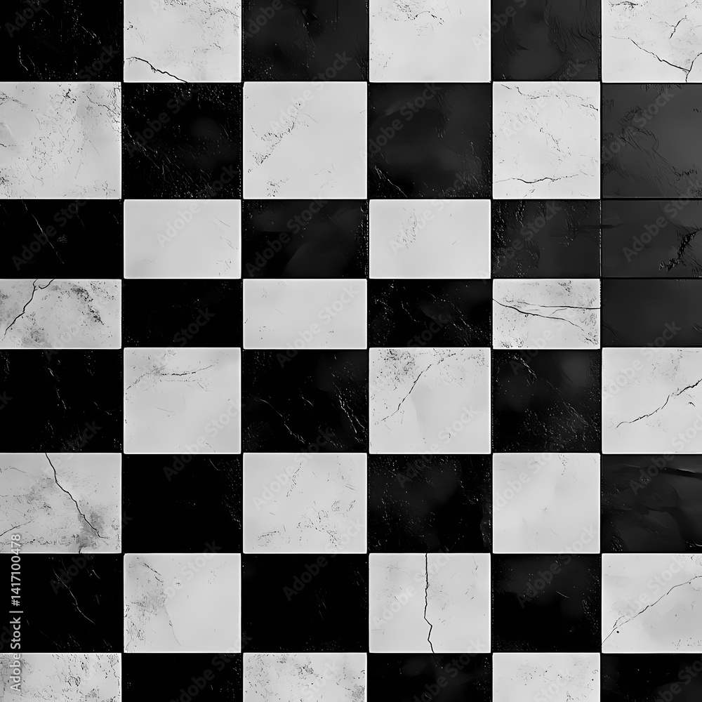 Poster monochrome checkered pattern: a striking visual of a checkered pattern, rendered in stark monochrome