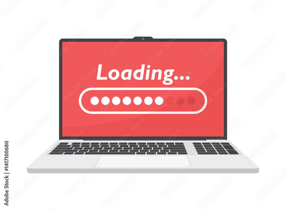 Poster laptop loading process icon in flat style. software update vector illustration on isolated backgroun