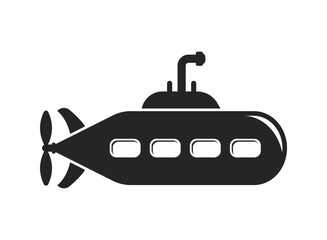 Submarine icon in flat style. Bathyscaphe vector illustration on isolated background. Underwater transport sign business concept.