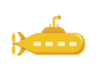 Submarine icon in flat style. Bathyscaphe vector illustration on isolated background. Underwater transport sign business concept.