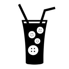 Minimalist black silhouette of a Pimm's Cup cocktail with cucumber slices