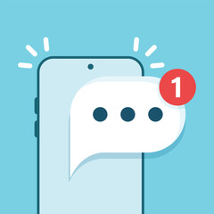 Phone notifications icon in flat style. Smartphone with new notice vector illustration on isolated background. Reminder message sign business concept.