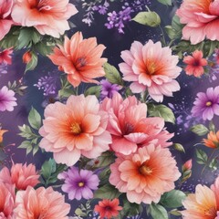 Vibrant watercolor blooms, lush petals, artistic splash ,  beauty,  artistic