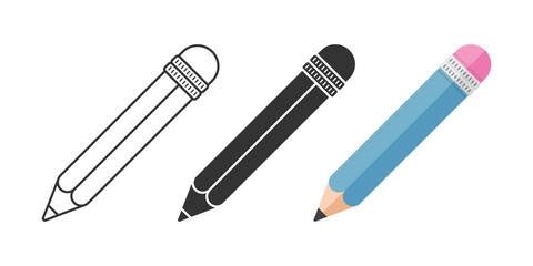 Pencil icon set collection in flat style. Office supplies vector illustration on isolated background. Writing sign business concept.