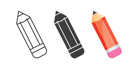 Pencil icon set collection in flat style. Office supplies vector illustration on isolated background. Writing sign business concept.