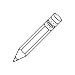 Pencil icon in linear flat style. Office supplies vector illustration on isolated background. Writing sign business concept.