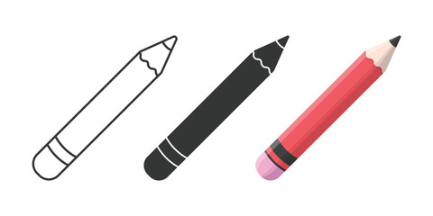 Pencil icon set collection in flat style. Office supplies vector illustration on isolated background. Writing sign business concept.