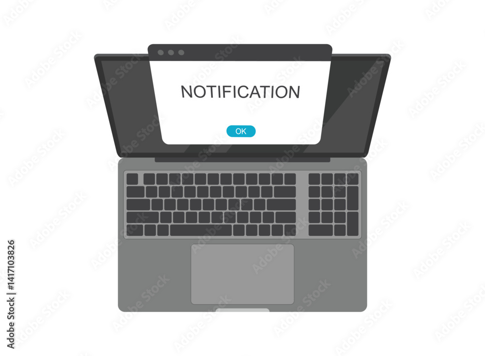 Poster laptop notification icon in flat style. computer vector illustration on isolated background. reminde