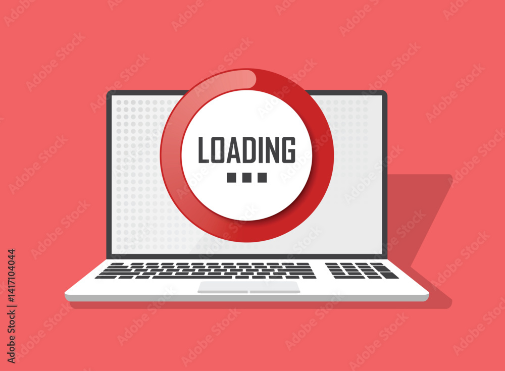 Poster laptop loading process icon in flat style. software update vector illustration on isolated backgroun