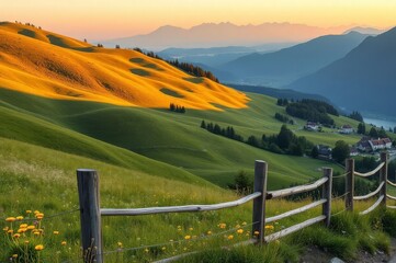 Tranquil Liechtenstein Countryside at Sunset