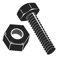 Nut Bolt Icons Machinery Parts Vector Art Illustration Design