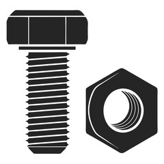Nut Bolt Icons Machinery Parts Vector Art Illustration Design