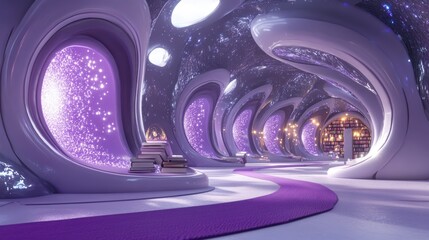 Obraz premium Futuristic Library Corridor