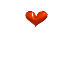 red balloon HART SHAPE isolated on white, 3d rendering of red balloon PNG isolated	
