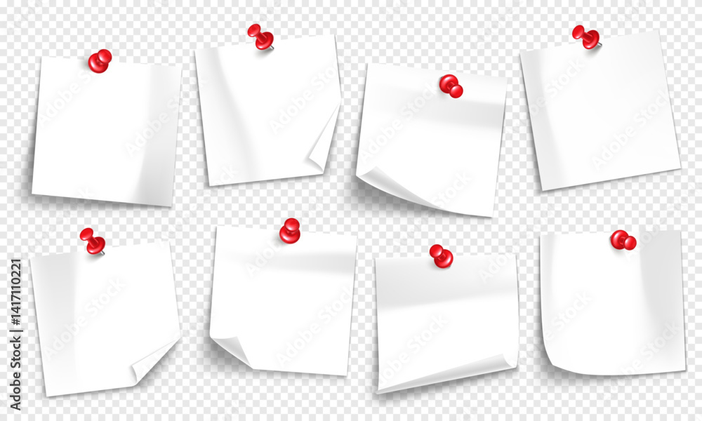 Aufkleber vector note with push pin isolated on transparent background. mockup of realistic sticky note for de