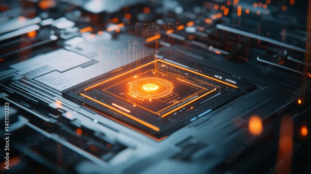 Poster high-tech cpu circuit board