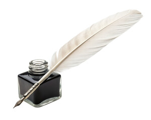 feather pen and ink isolated PNG