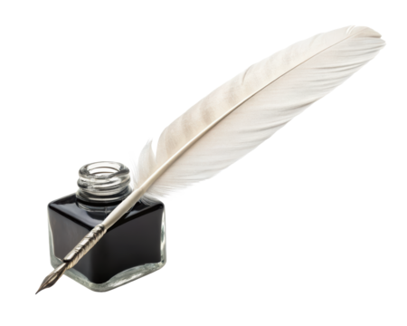 feather pen and ink isolated PNG