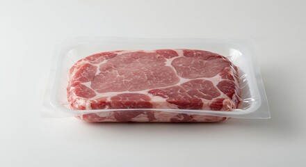 Fresh pork meat cutlet raw pork chop in package meat product food photography pork loin meat packaging