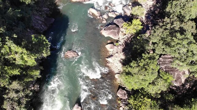 Panorama of Tully River, a popular river for water sports in Far North Queensland, Australia
