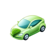 A sleek, eco-friendly green car with a leaf design, symbolizing sustainability and innovation in transportation against a clean background , isolated on white or transparent png