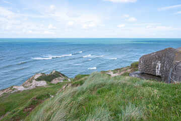 Beautiful nature and bunker of Bulbjerg knude in North Jutland in Denmark