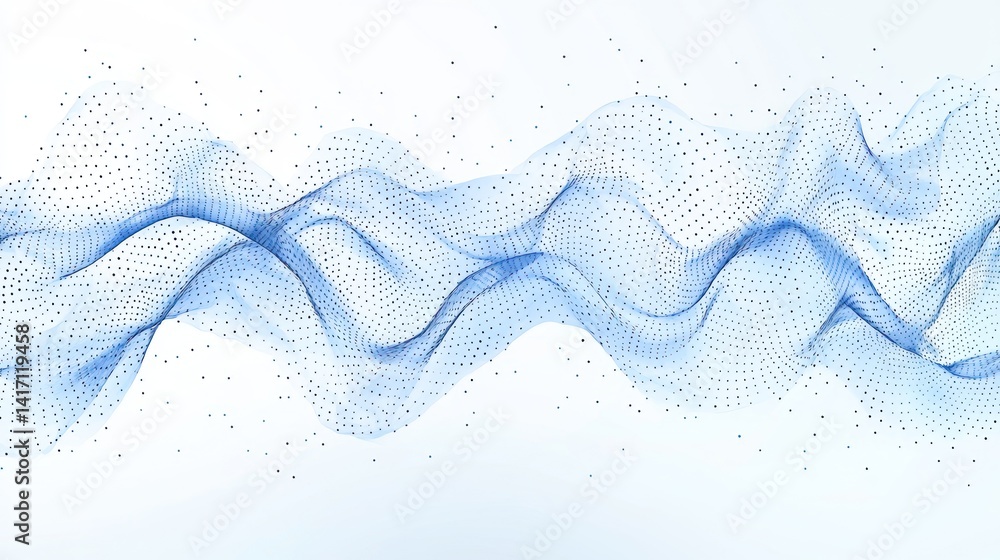 Poster abstract blue wave particle background design