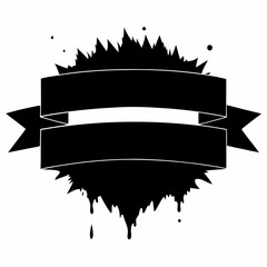 Black paint brush ink grunge banner vector on white background.