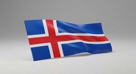 Obraz premium Icelandic Flag Waving Gracefully in 3D Render: A Stunning Visual Representation of National Pride