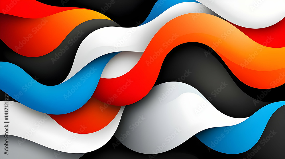 Poster abstract geometric design with colorful waves and lines