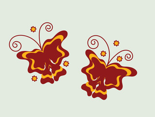 Abstract floral vector art design illustration with a butterfly pattern