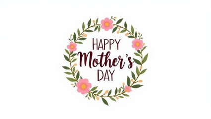 Obraz premium Happy Mother's Day Floral Wreath Illustration