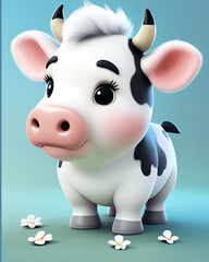 Cartoon Cow Character In A Serene Background 