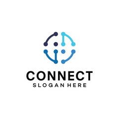 digital connect logo vector icon illustration