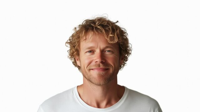 Changing faces video compilation, diverse ages and genders, on white background with copy space