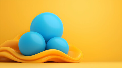 Fototapeta premium Abstract Modern Futuristic Background with Blue Spheres and Yellow Wave